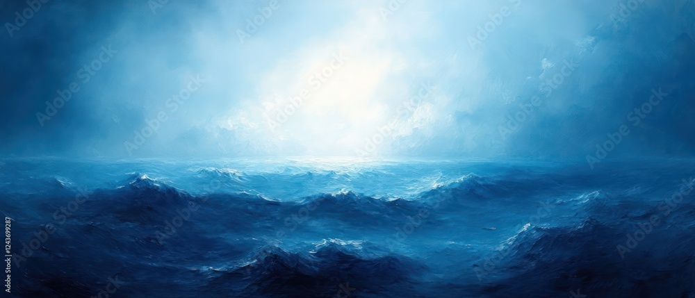 Fototapeta premium Abstract Blue Black Watercolor Background with Smoke Effect and Ethereal Light