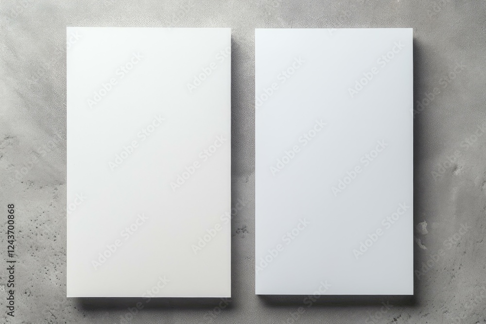 Minimalist design featuring two blank white canvases on a textured surface Minimalist design featuring two blank white canvases on a textured surface
