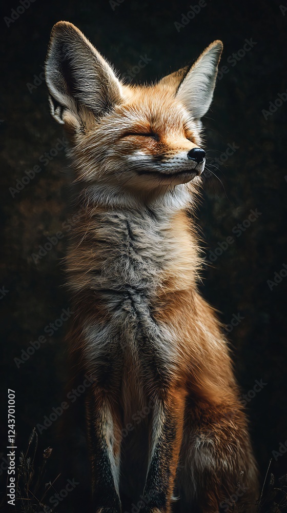 Fototapeta premium HD Phone Wallpaper Serene Red Fox Portrait Majestic Wildlife in Dark Moody Setting