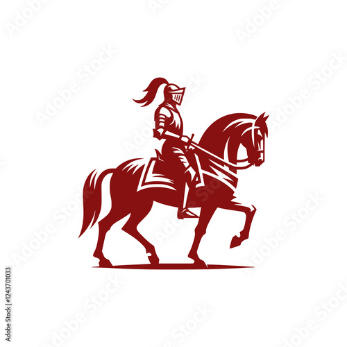 Armored Knight on Horseback in Full Gear, Displaying Noble Courage and Strength