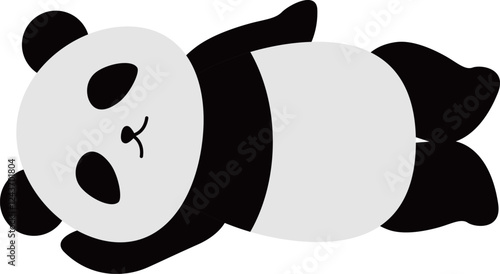横になってくつろぐかわいいパンダさんのイラスト