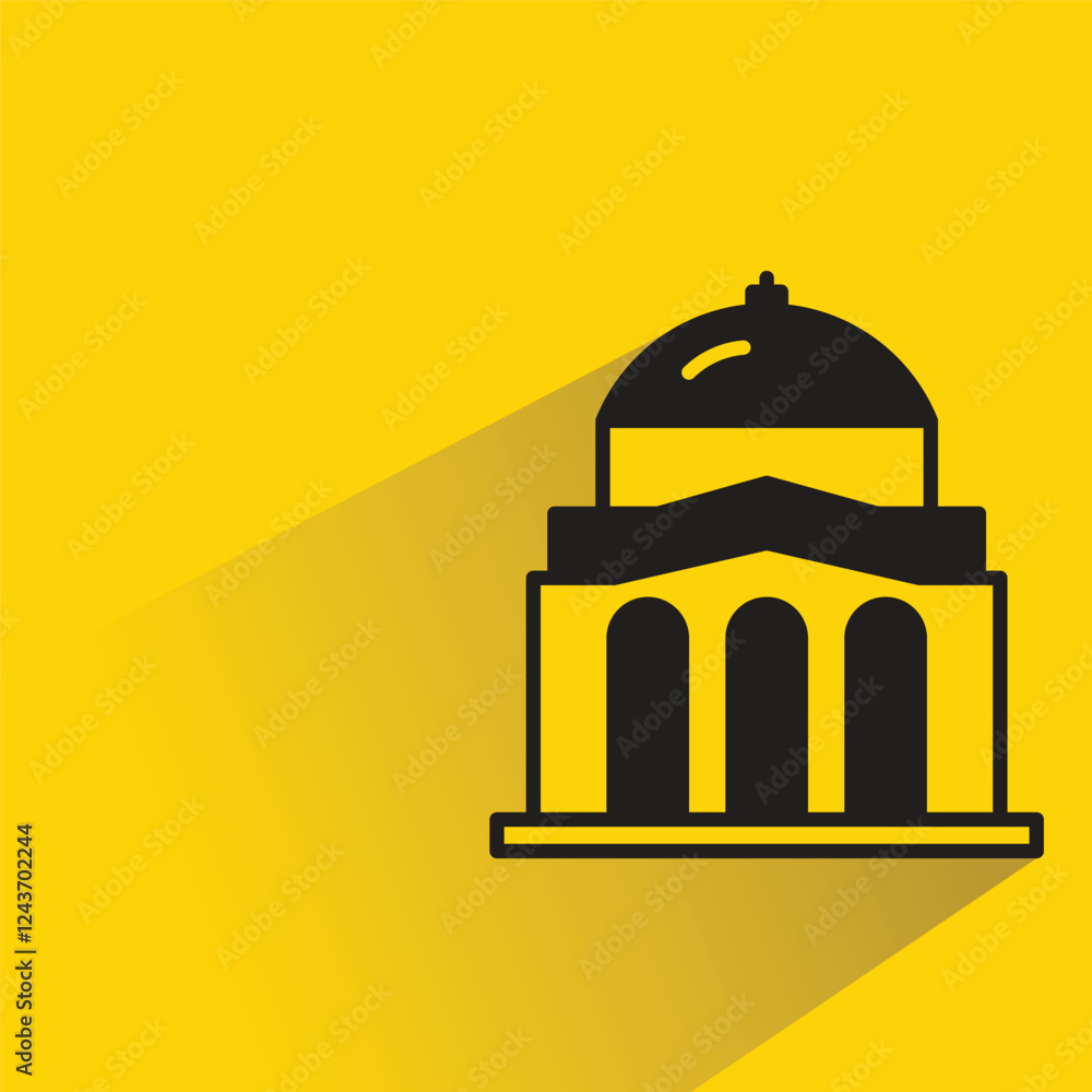 government building icon with shadow on yellow background government building icon with shadow on yellow background
