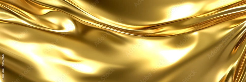 Abstract Background Luxurious Gold Cloth With Soft Folds And Smooth Waves, Elegant Texture Abstract Background Luxurious Gold Cloth With Soft Folds And Smooth Waves, Elegant Texture