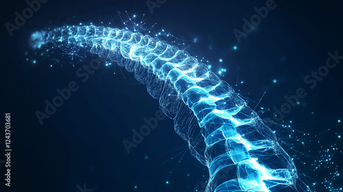 Wallpaper Mural Luminous 3D-rendered spine in blue against a starry background, perfect for medical and tech visuals. Torontodigital.ca