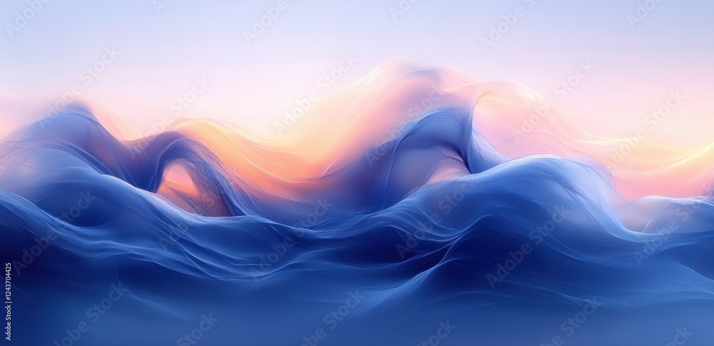 Obraz premium Serene Abstract Waves in Blue Gradient