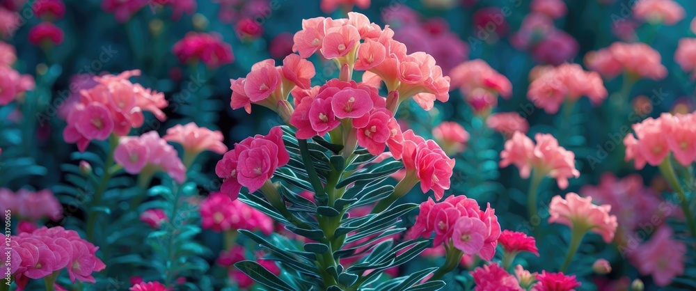 Vibrant Bouvardia flowers blooming in a lush garden showcasing shades of pink and green foliage. Perfect for floral design concepts. Vibrant Bouvardia flowers blooming in a lush garden showcasing shades of pink and green foliage. Perfect for floral design concepts.