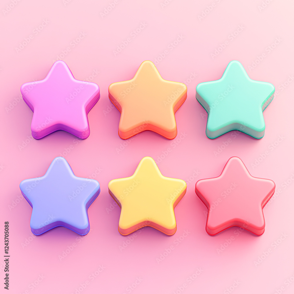 Fun and playful close-up of colorful star shapes in creative visual art Fun and playful close-up of colorful star shapes in creative visual art
