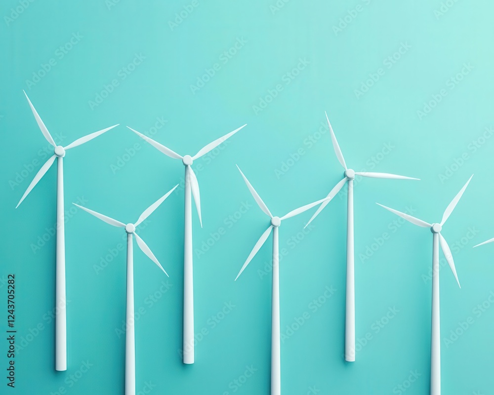 Seamless repetition of wind turbine patterns in a minimalist, modern style Seamless repetition of wind turbine patterns in a minimalist, modern style