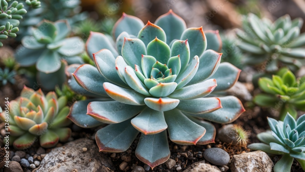 Vibrant succulent plants in a natural setting showcasing their unique textures and colors ideal for gardening and home decor visuals. Vibrant succulent plants in a natural setting showcasing their unique textures and colors ideal for gardening and home decor visuals.