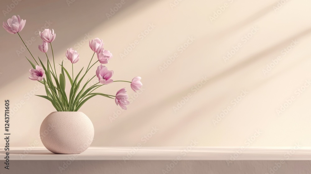 Serene Minimalist Abstract Floral Arrangement with Central Text Space in Soothing Colors Serene Minimalist Abstract Floral Arrangement with Central Text Space in Soothing Colors