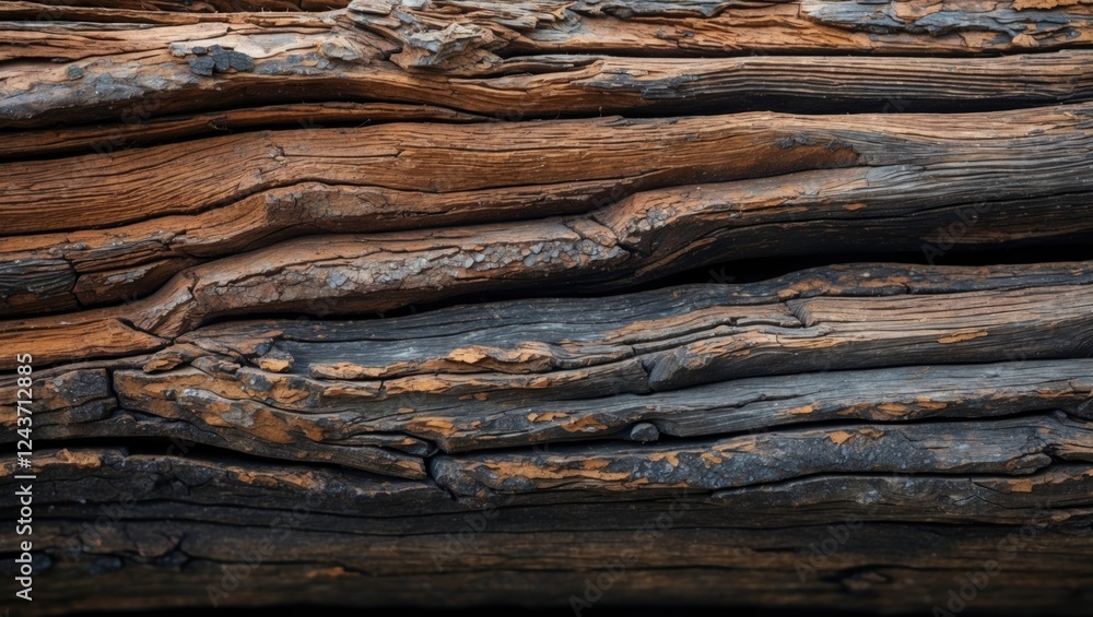 Detailed macro shot of weathered wooden log showcasing textured surface with rich browns grays and blacks perfect for nature or rustic themes. Detailed macro shot of weathered wooden log showcasing textured surface with rich browns grays and blacks perfect for nature or rustic themes.