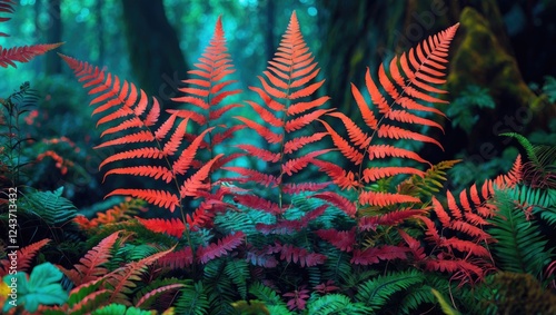 Vibrant Ferns in Lush Forest Setting Illustrating the Unique Characteristics of Non-Flowering Vascular Plants and Their Spore Reproduction