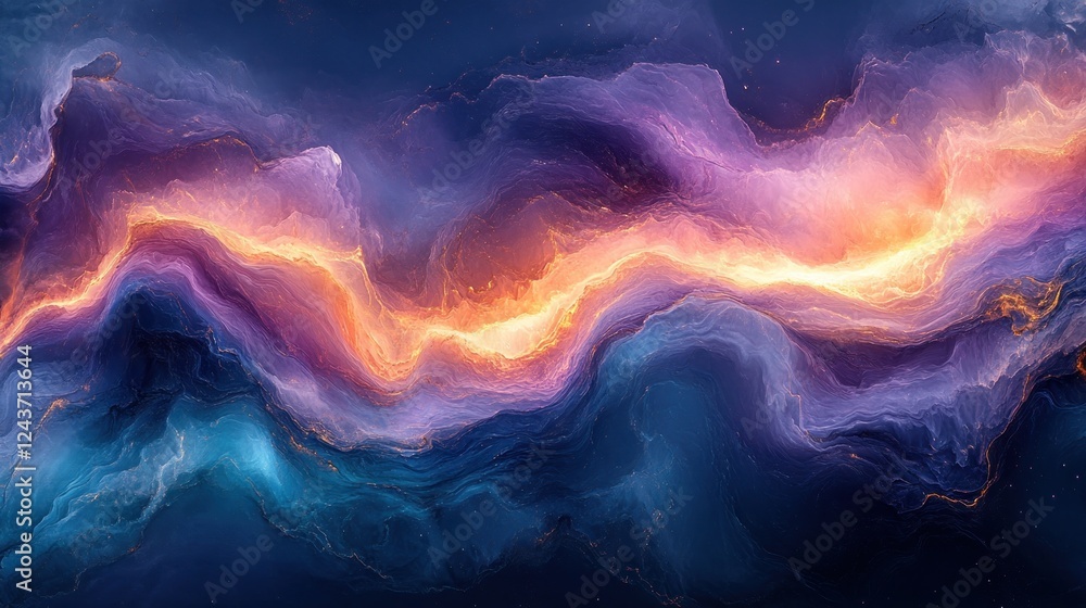 Fototapeta premium Abstract Vibrant Iridescent Waves Fluid Design Background