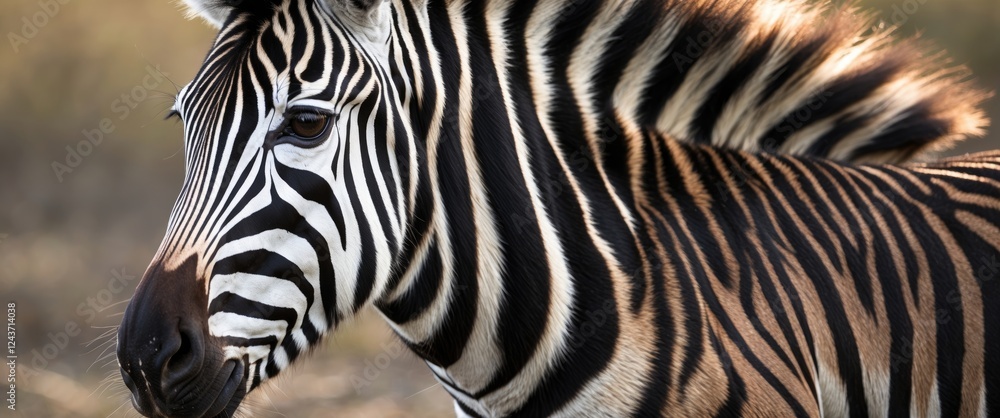 Close-Up Image of Zebra Fur Showcasing Intricate Black and White Stripes in Natural Habitat Setting Close-Up Image of Zebra Fur Showcasing Intricate Black and White Stripes in Natural Habitat Setting