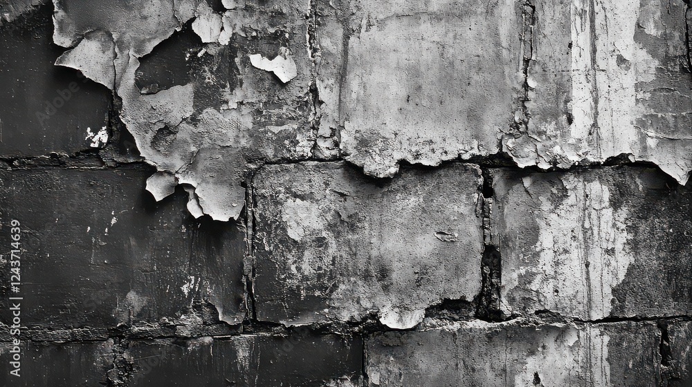 Obraz premium Old brick wall with worn-out paint 