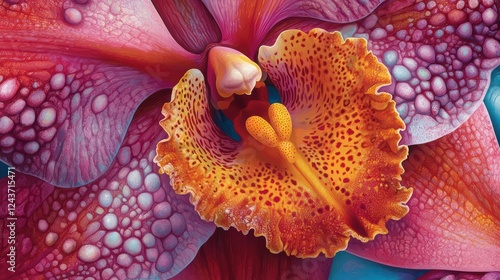 Vibrant Pink Orchid Flower with Detailed Petals and Unique Patterns