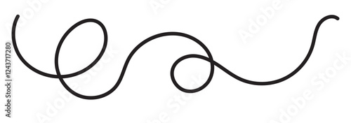 Squiggle, loopy thread, line vector decoration element
