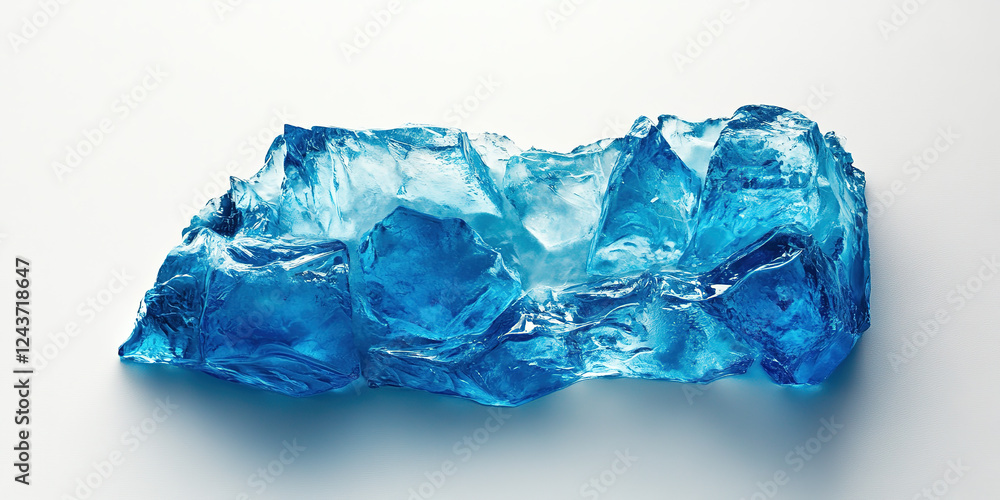 Fototapeta premium High-Resolution Blue Ice Block on White Background with Cinematic Lighting