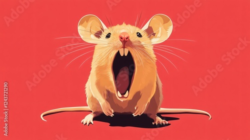 Powerful Symmetrical Flat Illustration Depicting Two Mice Yelling at Each Other in Angry Confrontation photo