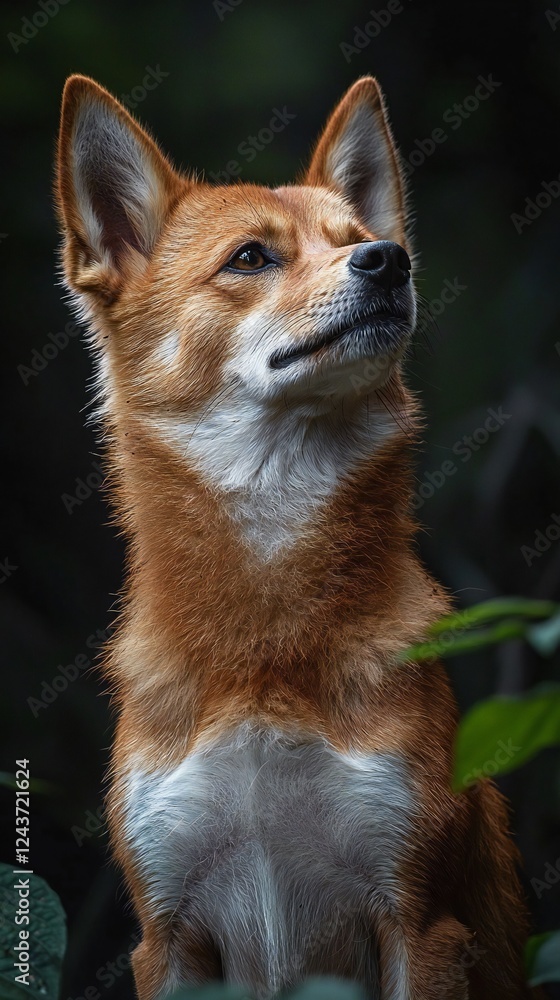 Fototapeta premium HD Phone Wallpaper Majestic Red Dingo Dog Portrait Wild Canine Australian Breed Looking Up Nature