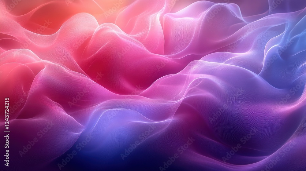 Fototapeta premium Abstract Purple Blue Waves with Light Flowing Motion Design