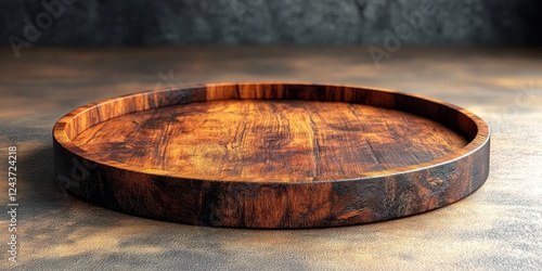 Wallpaper Mural Rustic Wooden Tray on Dark Background: A Still Life Photography Torontodigital.ca