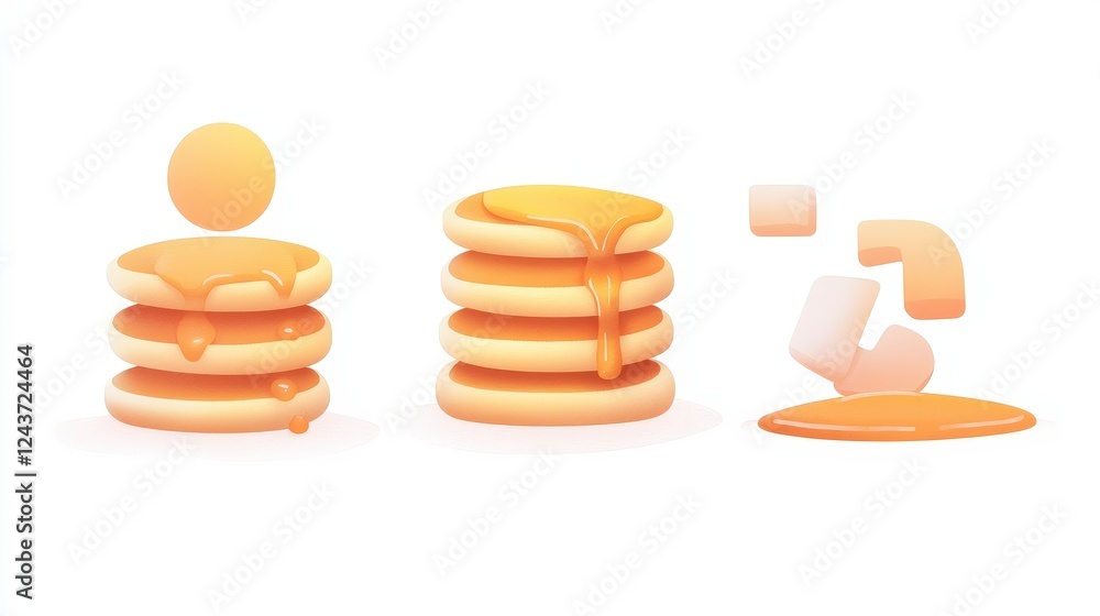 Vibrant Stack of Pancakes with Syrup and Drizzling Effect Vibrant Stack of Pancakes with Syrup and Drizzling Effect
