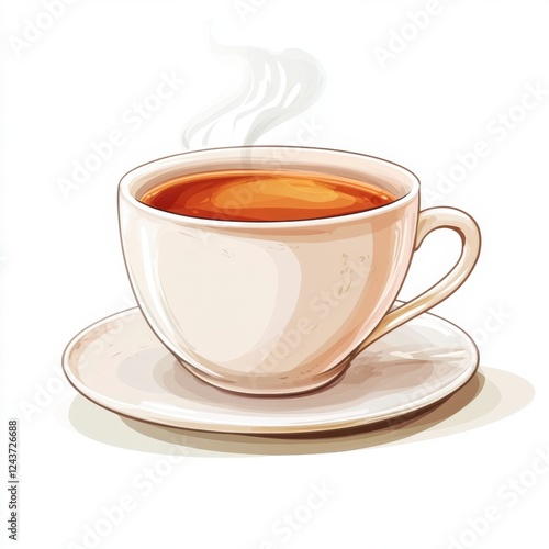 Wallpaper Mural A Warm Cup of Tea with Steam Rising on a White Background for Relaxation and Comfort with a Simple Design Torontodigital.ca