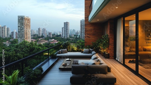 Cozy balcony with a view of the city