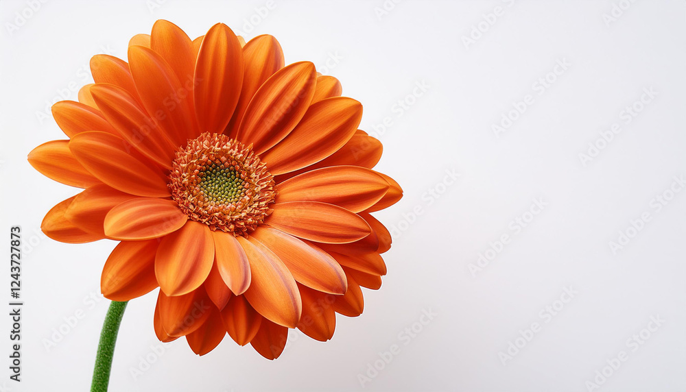 vibrant orange flower with green stem on white background vibrant orange flower with green stem on white background