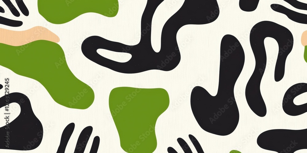 Abstract Camouflage Pattern Featuring Stylized Shapes, Unique Colors, Natural Textile Design Abstract Camouflage Pattern Featuring Stylized Shapes, Unique Colors, Natural Textile Design