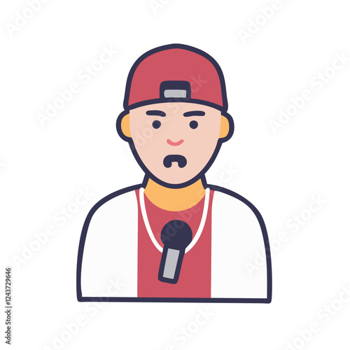 Rapper with microphone and cap