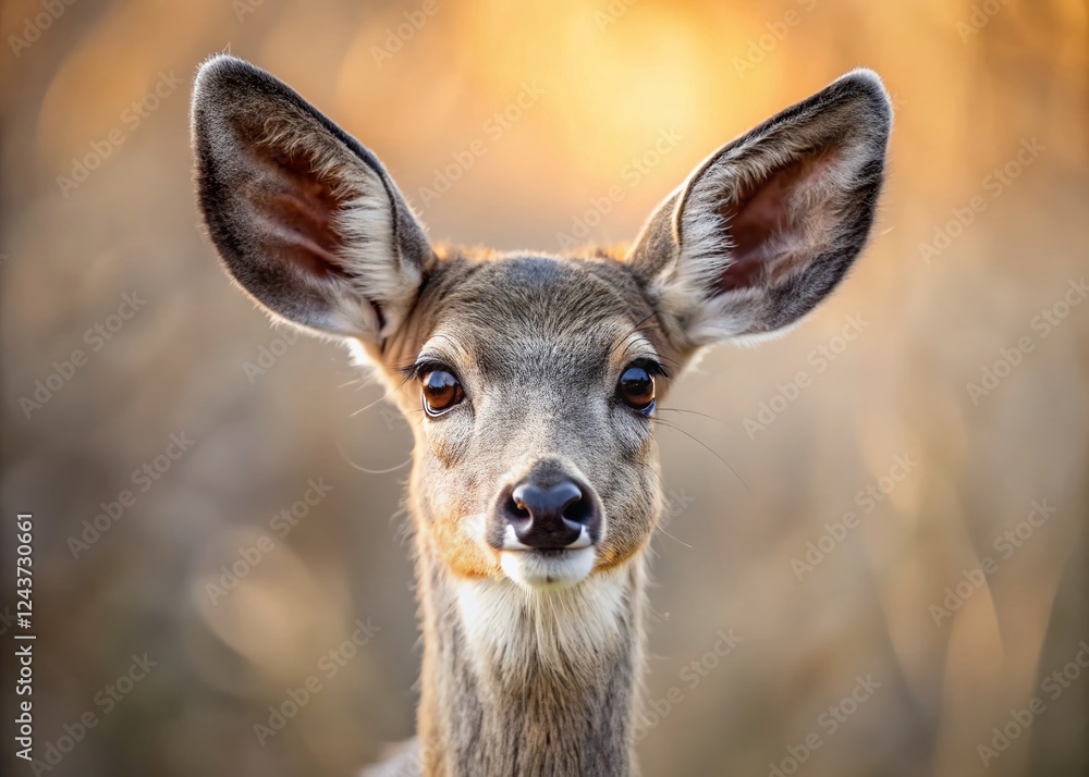Minimalist Wildlife Photography: Surprised Mule Deer Doe in Natural Habitat Minimalist Wildlife Photography: Surprised Mule Deer Doe in Natural Habitat