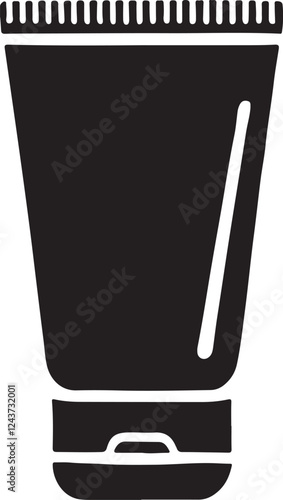 Silhouette vector icon of a skin moisturizer tube, perfect for skincare, beauty, and personal care designs. Ideal for moisturizing products, cosmetics, and health branding.