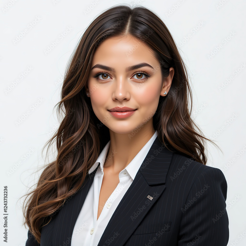 Portrait of a beautiful smiling businesswoman in a suit, isolated on white background Portrait of a beautiful smiling businesswoman in a suit, isolated on white background
