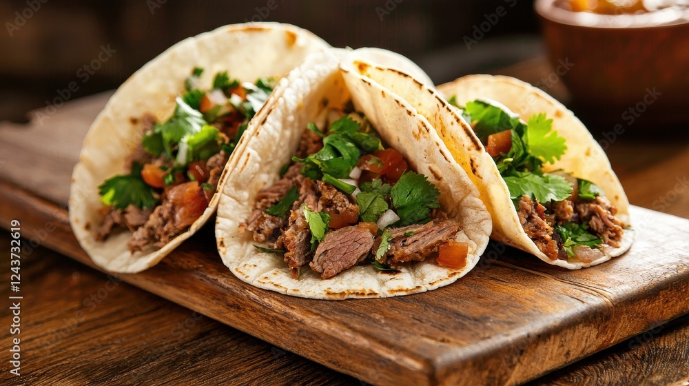 A street vendor preparing fresh tacos filled with seasoned beef and cilantro