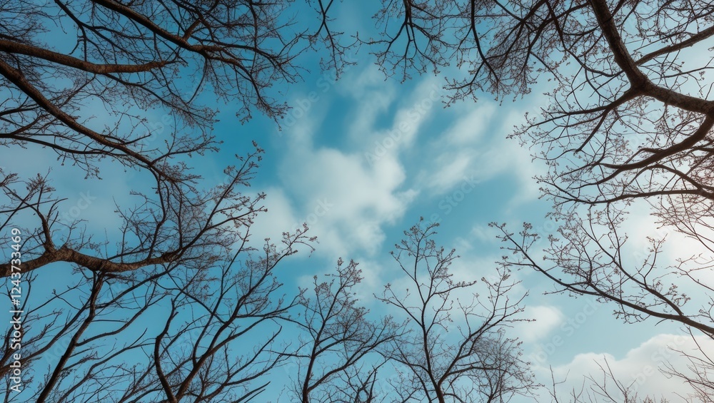 branches against a bright blue sky creating an abstract texture with a peaceful and tranquil atmosphere in nature's open space branches against a bright blue sky creating an abstract texture with a peaceful and tranquil atmosphere in nature's open space