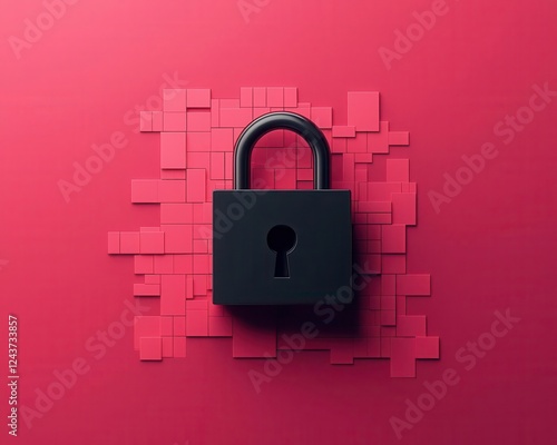 Minimalist ransomware attack concept with a locked file icon