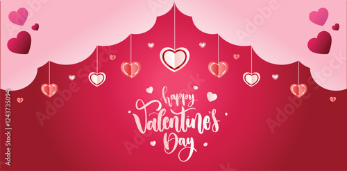 Happy Valentines Day Pink Background Love Decoration Art