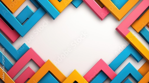 Colorful Geometric Frames on White Background for Creative Design