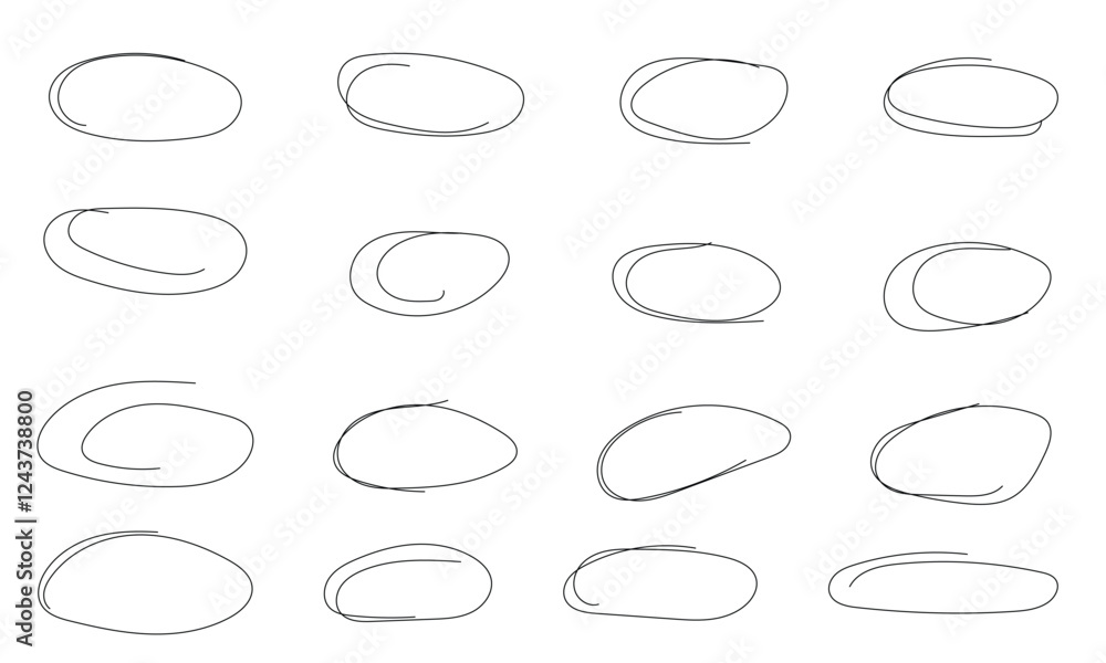 Set of Sketches of ellipses and ovals. Set of Sketches of ellipses and ovals.