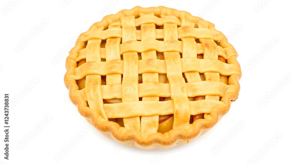 Freshly baked apple pie with golden lattice crust Freshly baked apple pie with golden lattice crust