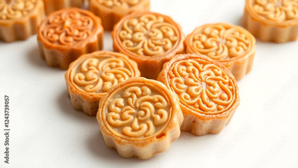 Fototapeta premium Delicious traditional pastries with intricate designs ready to enjoy during celebrations