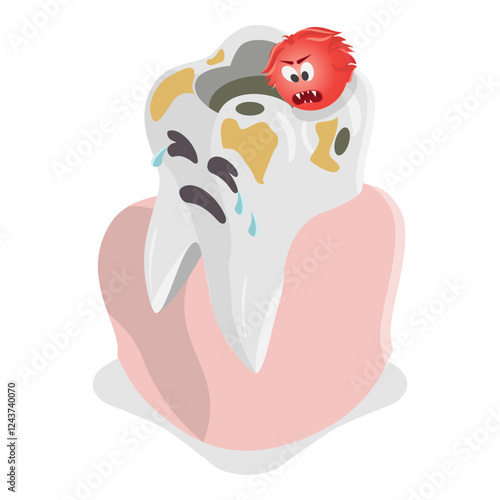 3D Isometric Flat Vector Illustration of Teeth Health Care, Dentistry Protection. Item 2