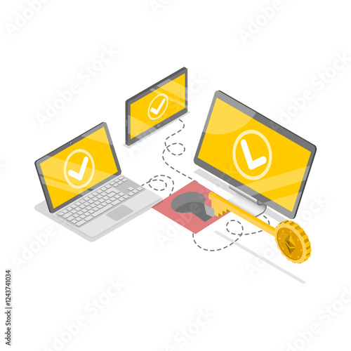 3D Isometric Flat Vector Illustration of Cryptocurrency Exchange Platform, Digital Wallet Technology. Item 2