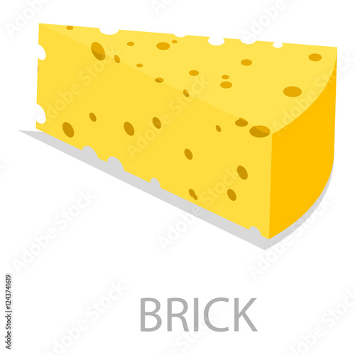 3D Isometric Flat Vector Set of Different Cheese Types, Brie, Mozzarella, Parmesan, Camembert etc.. Item 2