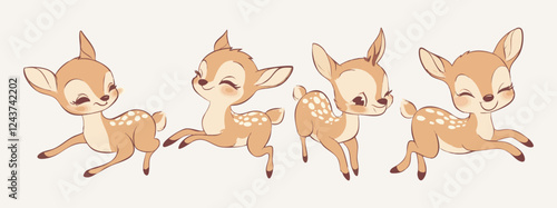 Watercolor Safari Animal Illustrations baby deer. Cute Safari Wildlife Watercolor Paintings Collection