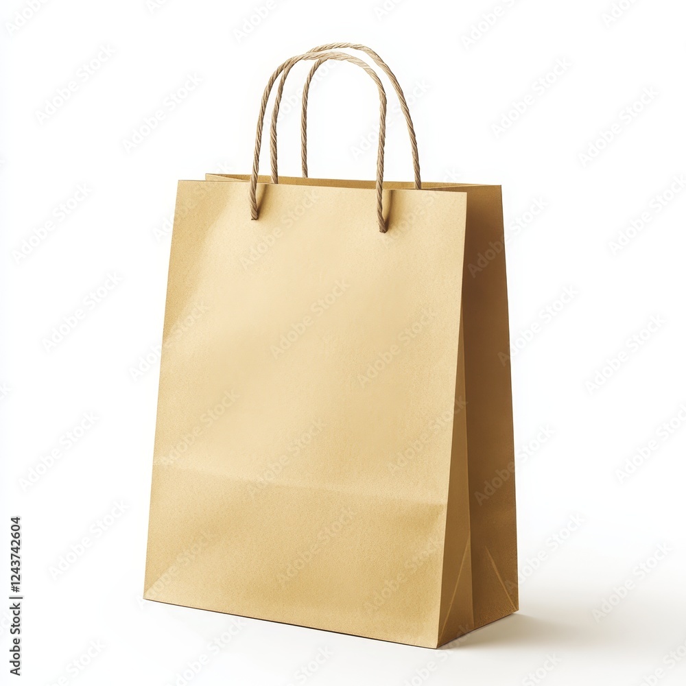Kraft paper bag, studio shot, white background, retail packaging Kraft paper bag, studio shot, white background, retail packaging