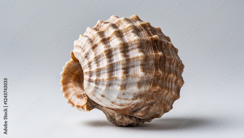 Ancient fossil seashell isolated on white background showcasing natural texture with ample space for customization and creative projects. Ancient fossil seashell isolated on white background showcasing natural texture with ample space for customization and creative projects.