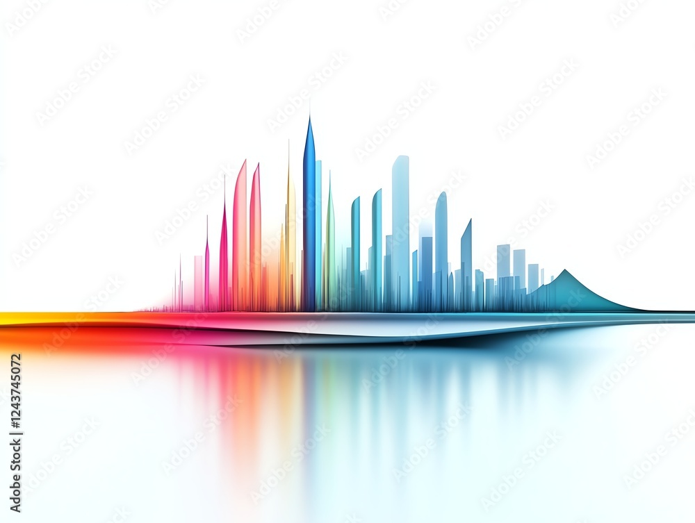 Fototapeta premium a futuristic beach cityscape, advanced architecture along the shore, neon reflections, scifi inspired, isolated on white background